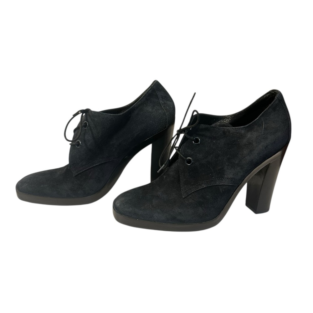 Balenciaga black suede lace up booties size 40
